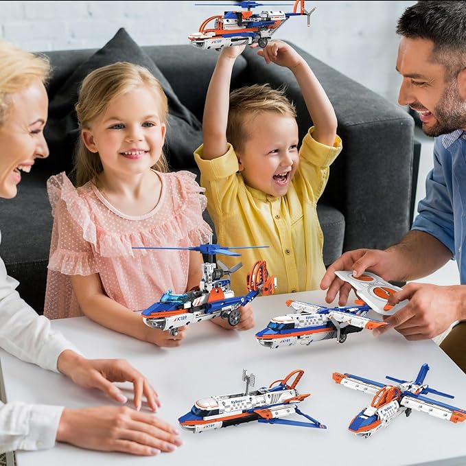 Airplane Building Set for Kids 6+, DIY Educational Robotics Building Kit, 5 in 1 Blocks App & Remote Control Airplanes STEM Toy, Programming Robotic Creative Toy Gifts for Boys and Girls