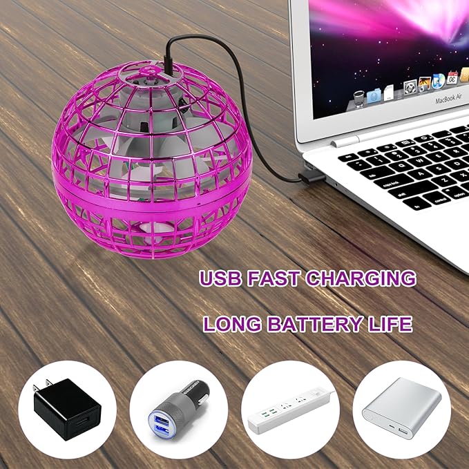 Flying Orb Ball Toys with LED Lights, Cosmic Globe Hover Ball Boomerang Fidget Spinner Outdoor Toy Coolest Birthday Gifts for 8 9 10 11 12+ Year Old Boys Girls Teens (Purple)