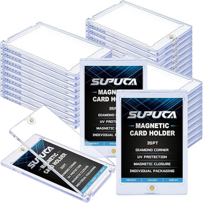 50ct Magnetic Card Holder 35PT, One Touch Card Holder for Trading Card, Card Protectors Hard Plastic, Card Sleeves Display Case for Baseball Card Sports Cards