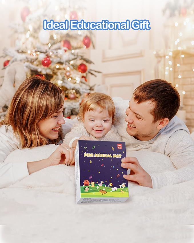 FOKI Floor Piano Mat for Toddlers, Sensory Educational Dancing Musical Keyboard Carpet Toy, Animal Sounds Touch Playmat Blanket, for 1 to 5 Years Old Boy and Girl