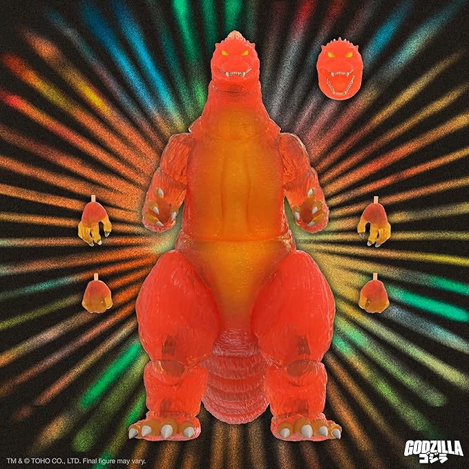 Super7 ULTIMATES! Toho Blazing Godzilla (1200º Clear Orange) - 8" Toho Godzilla Action Figure Classic Movie Collectibles and Retro Toys
