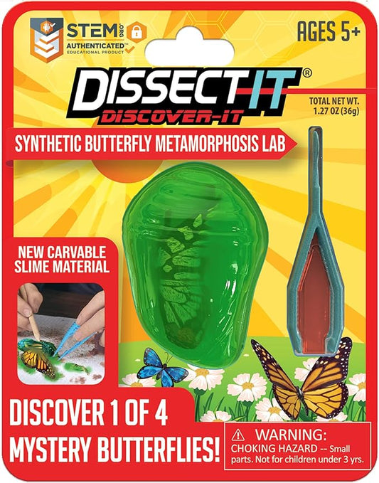 Discover-It Dissection Kit for Kids, Synthetic Butterfly Metamorphosis Science Lab Kit, STEM Science Toys for Kids Ages 5 and Above