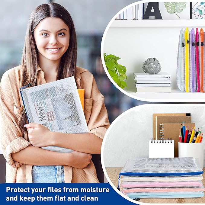 36pcs Zipper Bags for Organizing, A4 Zipper Pouches, Waterproof Pouch Bag, 12 Colors Toy Organization Bags, Zip Pouches for Organizing, Puzzle Bag, Office Organization, Homeschool Supplies