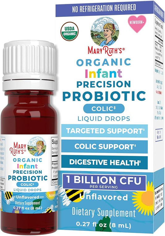 MaryRuth Organics Baby Probiotic Drops | Liquid Precision Probiotics for Digestive Health | Colic Calm | Occasional Colic Baby Relief | USDA Organic | Vegan | Baby Essentials| 30 Servings