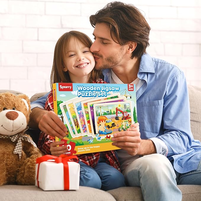 SYNARRY Wooden Puzzles for Kids Ages 4-6, 6 Packs 60 PCs Jigsaw Puzzles Preschool Educational Toys Gifts for Children Ages 4-8, Kids Puzzle for 4+ Year Olds Boys Girls