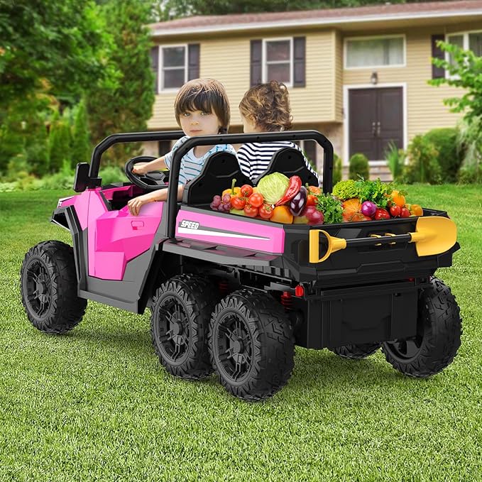 24V Ride on Car with Remote Control, Ride on Dump Truck for Kid with Electric Dump Bed, Extra Shovel, Music Player, Key Start for Safety, Gift for Kids