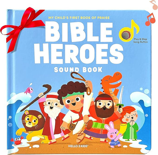 Bible Heroes Christian Sound Books for Kids - 6 Bible Songs - Christmas, Baptism, Christening, Dedication Gifts for Boys and Girls - Religious Toys, Music Books for Toddlers 1-3