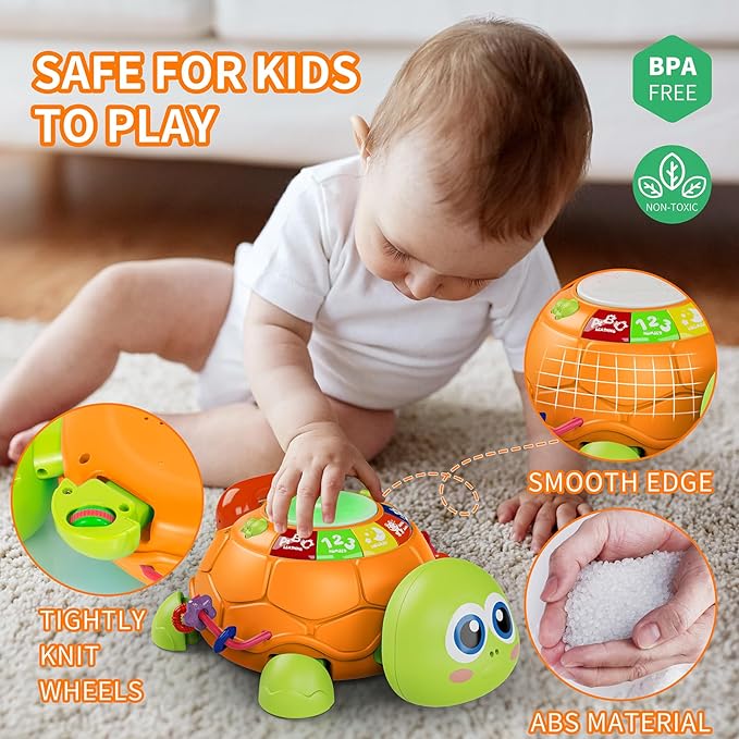 Letapapa Baby Toys 6 to 12 Months, Musical Turtle Baby Toys for 12-18 Months, Crawling Toy with Light & Sound, Educational Toy Birthday Gift for Baby Infant 3-6 7 8 9 10 Months 1 2 Year Old Toddlers