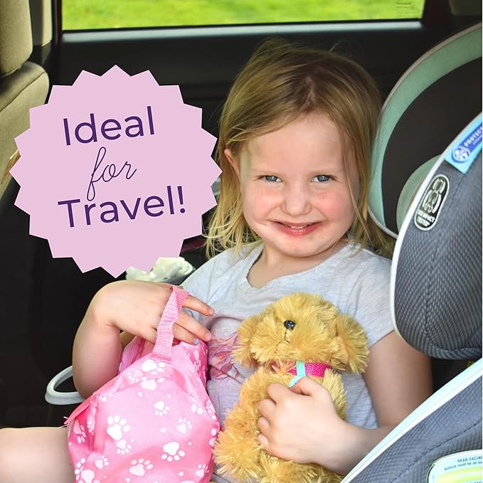 Sophia's 18" Doll 8 pc. Golden Brown Plush Puppy Dog, Carrier, and Accessories Set