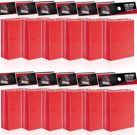 Trading Card Sleeves,Top Loaders Card Protection for Baseball Cards, Matte Card Sleeves Fit for Yugioh,Football,Magic,Sports Cards (red, 1200)