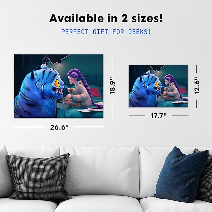 Displate Metal Poster KPop Demon Hunters - Icons of the Screen - Derpy Tiger and Rumi - Huntrix Kpop Merch - Collectible Gift - Room Decorations Wall Art Decor Gifts Movie Posters - 12.6x17.7 in