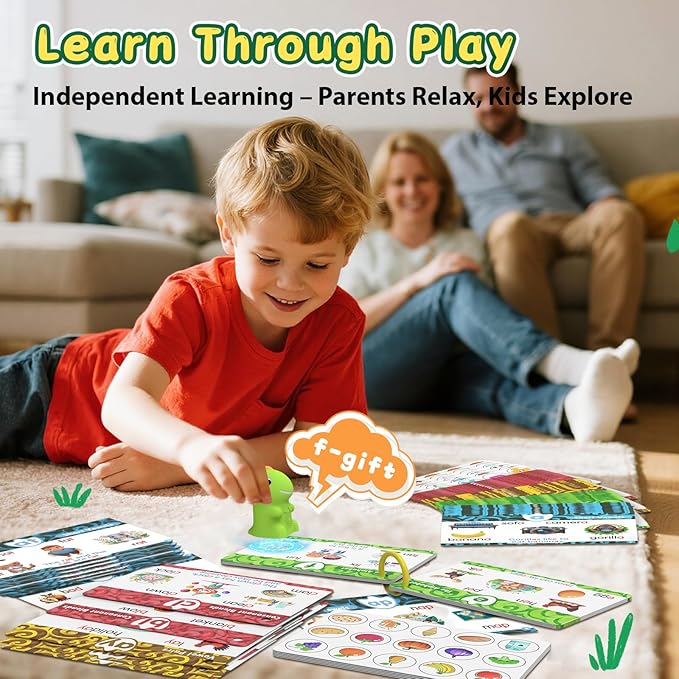 HOMESTEC Phonics Flash Cards with Talking Dino Reader Pen, Learn to Read for Kids Ages 3-6, Early Learning Educational Toy for Kindergarten, Homeschool & Speech Therapy
