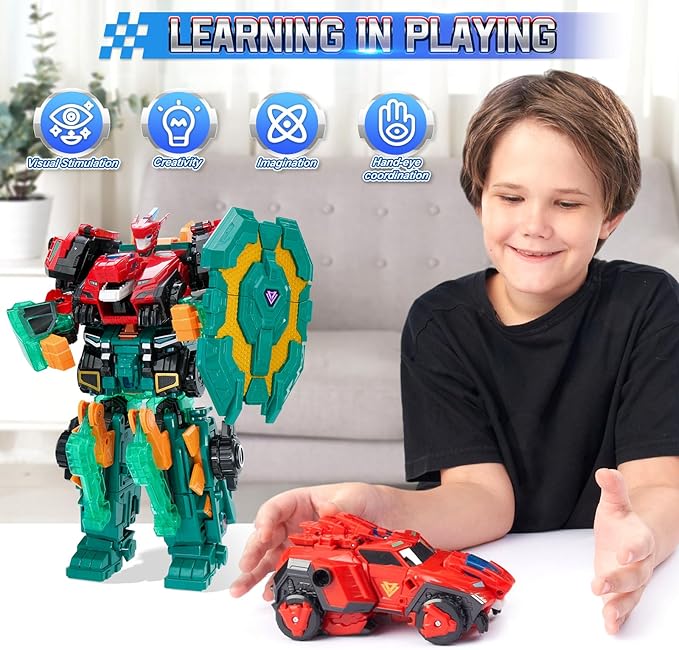 3 in 1 Transformable Robot Raptor Chyron, 11.02 inch, Robot Toy for Kids, Chariot, Dinosaur and Transformable Toy for Boys and Girls 5 6 7 8 9 10 Years Old