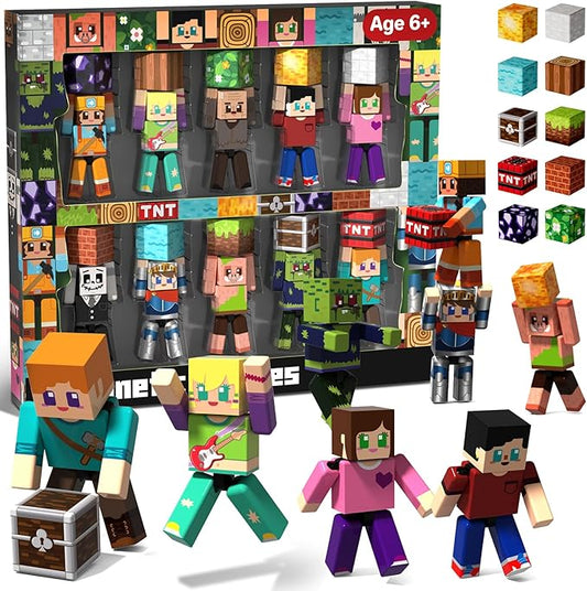 20 Pcs Magnetic Action Figures Playset - Magnetic Building Blocks, Magnet Cubes and Rotatable Figures Character Toys for Kids, STEM Toys, Christmas Birthday Gift for 3+ Year Old Boys Girls