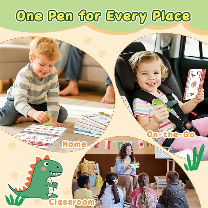 HOMESTEC Phonics Flash Cards with Talking Dino Reader Pen, Learn to Read for Kids Ages 3-6, Early Learning Educational Toy for Kindergarten, Homeschool & Speech Therapy
