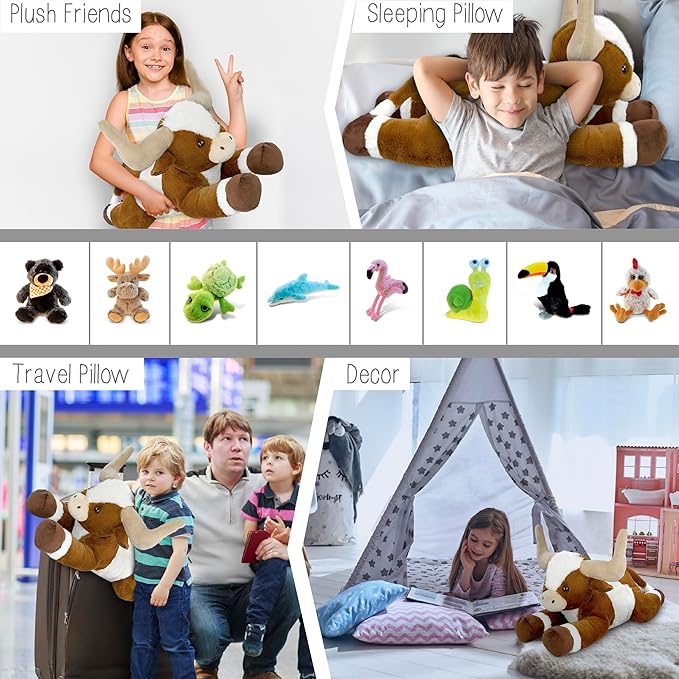 DolliBu Longhorn Plush - Extra Large Super Soft Stuffed Animal Longhorn Toy, Cute Stuffed Doll, Farm Animal Toy Gift for Kids and Adults - 23 Inches