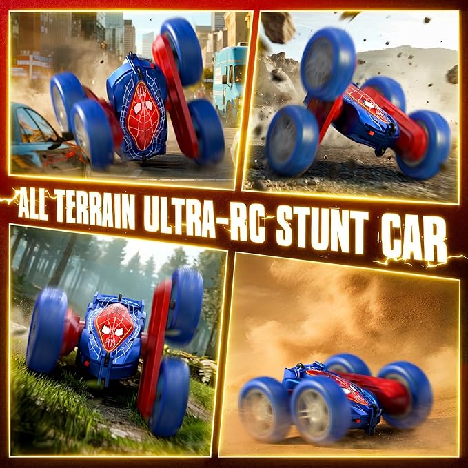 Ultra V996 Spider Remote Control Car, RC Cars with Double Sided 360° Flip 4WD Rechargeable Stunt Car, Indoor Outdoor Toys for Boys 4 5 6 7 8 9 10 11 12, Birthday for Kids Age 4-12