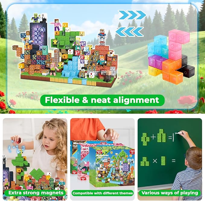 Magnetic Building Blocks - 474 Pcs Magnetic Blocks for Kids Ages 4-8, Magnet Cubes Stacking, STEM Toys, Christmas Birthday Gift for 3 4 5 6 7 8-12 Year Old Boys Girls (Patent Pending)