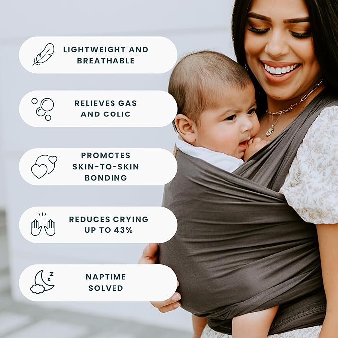 Tuck and Bundle Baby Wrap Carrier for Newborns, Infant Carrier for Babywearing, 8-35 lb Lightweight Soft Tencel Modal Baby Wraps, Baby Essentials, Best for Baby Shower, 0-18 Months Old - Slate Grey