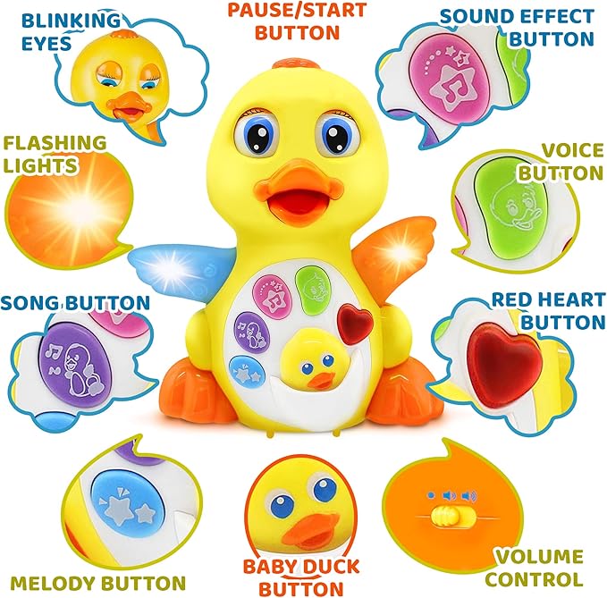 Stone and Clark Dancing Duck w/Lights and Music – Toddler Learning & Crawling Baby Toys – Baby Musical and Light up Toys for 1 Year Old Boy & Girl