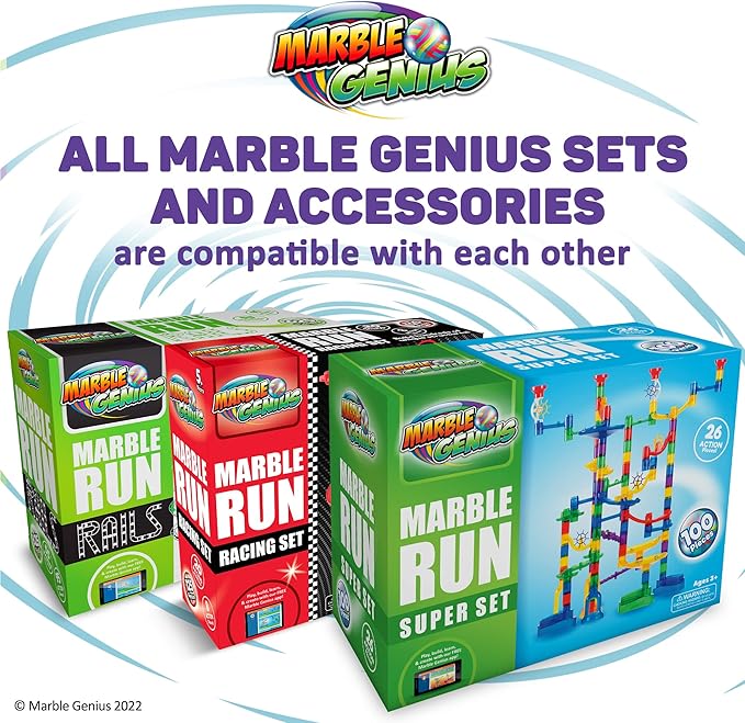Marble Genius Marble Run Super Set, STEM Toys & Maze Construction Building - 150 Translucent Track Pieces & Glass Marble for Family, Kids Toddlers Ages 4-8 - Fun Holiday Creative Gifts