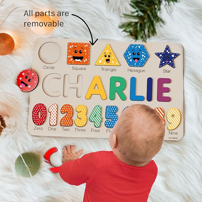 Puzzles for Toddlers Boy and Girl, Personalized Name Puzzle, 12 Month Toy, Gifts for 0 1 2 3 Years Old, Baby Gifts, Baby Shower, Christmas, New Babies Gift, 0 3 6 9 12 18 24 36 Months