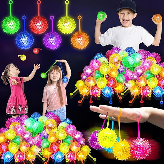 120PCS Light Up Ball, Bouncy Balls for Kids, 6 Colors LED Flashing Squeaky Ball, 2.55inch Light Up Toys, Fidget Sensory Toys, Glow in The Dark Party Favors for Teens, Adults, Children