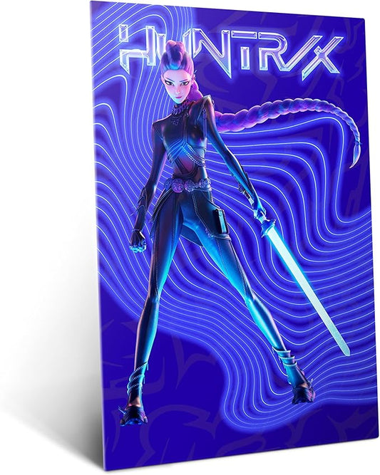 Displate Metal Poster KPop Demon Hunters - Rumi The Neon Cyber-Huntress with Energy Blade - Kpop Merch - Collectible Gift - Premium Decorations Wall Art Decor Gifts Movie Posters - 12.6x17.7 in