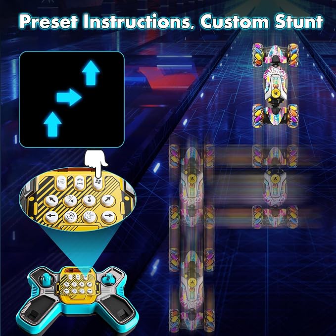 RC Cars,Gesture Sensing RC Stunt Car with Light & Music,Custom Command Operation,4WD,45° Driving,360° Rotating,2.4Ghz Remote Control Twist Car Toys for Kids Boys Age 4 5 6 7 8 9 10 11 12 Years Old