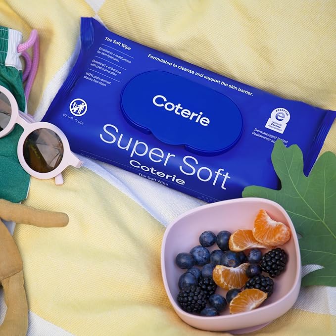 Coterie Baby Soft Wipe for Sensitive Skin, Hydrating Moisturizers and Emollients, Made with Cotton, Plant-Based & Plastic-Free Fibers, Hypoallergenic, Clean Gentle Baby Essentials, 12 Pack, 672 Count
