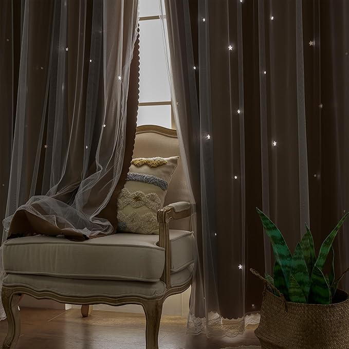XiDi Black Out Curtains for Bedroom Windows, Curtains for Girls Bedroom Decor, Unicorn Curtains for Kids Room, Blackout Curtains for Living Room Curtains 84 inches Long 2 Panel Brown