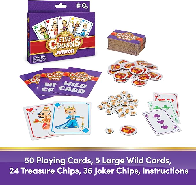 Five Crowns Jr Card Games for Kids – Family Games Night, Card Games for Families, Multi-Player, Screen Free, Travel Games, Playing Cards, Family Activities