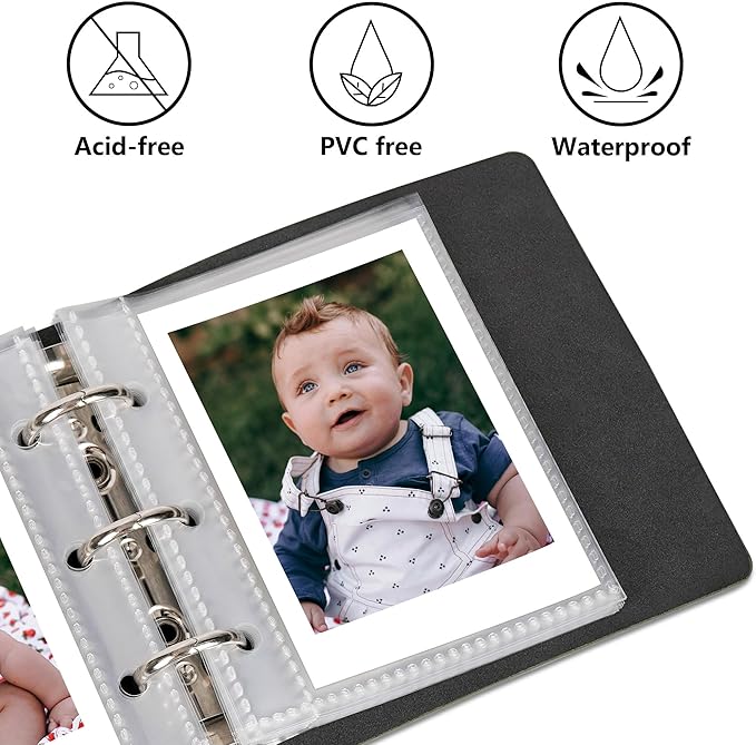 Vienrose 80 Pockets Mini Polaroid Photo Album 2x3 Inch Pictrue Book, 3 Ring Kpop Photocard Binder for Fujifilm Instax Mini 12 11 9 8 7s 25 26 40 50s 90 Evo Z2300 and Zip Printer, Light Brown 2 Pack