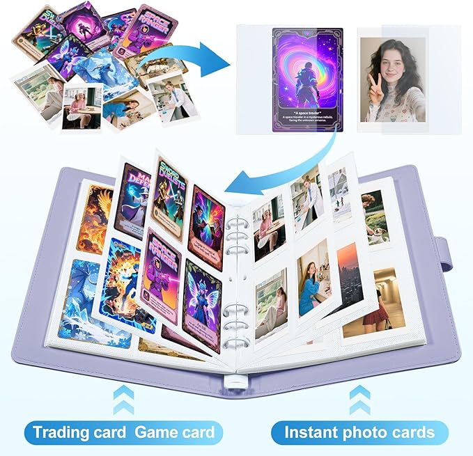 2x3 Photo Album,Refillable PU Leather A5 Photocard Binder with Adjustable Page,200 Pockets for Fujifilm Instax Mini 12 11 9 40 99 90 8 7 Evo LiPlay,Polaroid Snap PIC-300 Z2300 Instant Cameras (Purple)