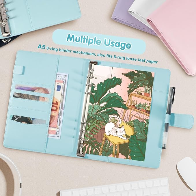 A5 Kpop Photocard Binder with 30 Pack 4-Pocket Card Pages, 6 Ring A5 Binder Card Collector Album with 240 Card Slots,PU Leather Binder Cover with Magnetic Buckle Closure for Organizing Trading Card