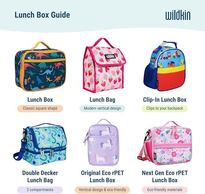 Wildkin Kids Insulated Lunch Box – Durable and Reusable for School & Travel - Emerald Green