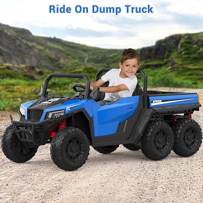 24V Ride on Car with Remote Control, Ride on Dump Truck for Kid with Electric Dump Bed, Extra Shovel, Music Player, Key Start for Safety, Gift for Kids