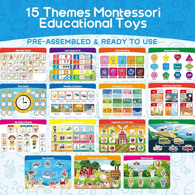Preschool Busy Book for Toddlers with Case, 176 Pieces Accessory Complete Preassembled Activity Books for Kids, Learning Resources Montessori Educational Toy, Gifts for 3+ Year Old Boy Girl