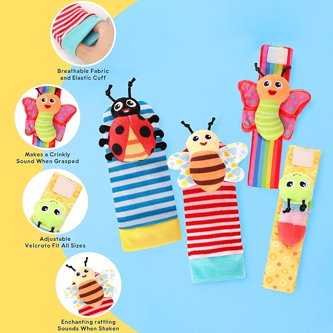 Baby Toys for 0-12 Months Newborn Boys and Girls Gifts Wrist Rattle Socks for Babies 0-6 Months Infant Girl Boy Toys for Babies 3-6 Months Shower Gifts Baby Essentials