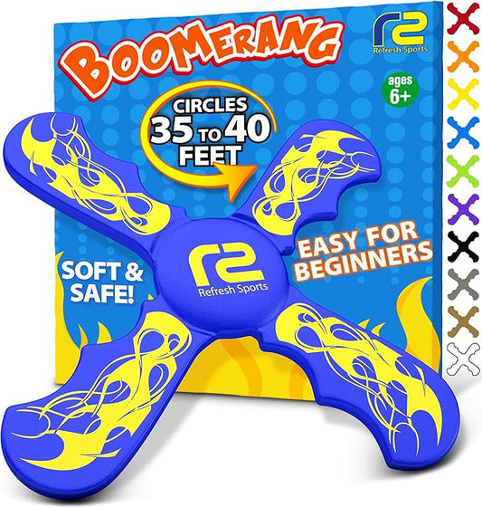 Fun Boomerang for Kids - Stocking Stuffers for Kids 8-12 - Soft & Easy to Use - Best Gifts for 6 7 8 9 10 Year Old Boys & Girls + 2025 Top Toys for Boys Age 8-12 - Fun Outdoor Toy for Boy Gift Ideas