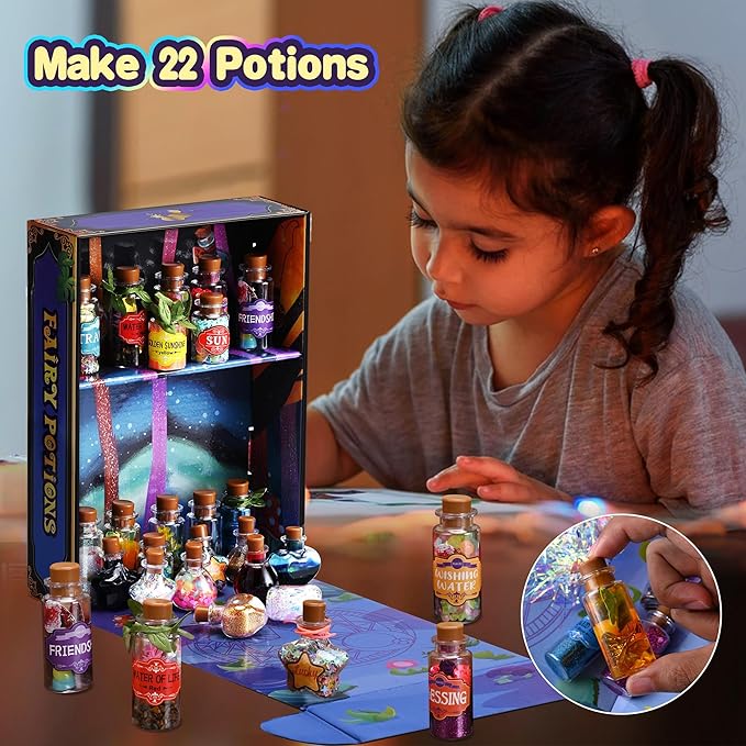 Wothfav Fairy Magic Potion Kit for Kids – 22 Mixed Magic Wizard Potion Bottles, Halloween Christmas Decorations Birthday Gifts Toys for Girls Boys Ages 6 7 8 9 10 12+, Magical Workshop Craft Kits