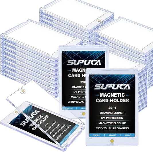 100ct Magnetic Card Holder 35PT, One Touch Card Holder for Trading Card, Card Protectors Hard Plastic, Card Sleeves Display Case for Baseball Card Sports Cards