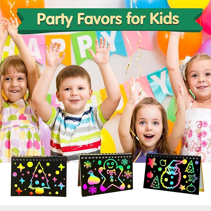 ZMLM Scratch Art Party Favors: 48 Pcs Birthday Gifts Goodie Bags Stuffers Rainbow Scratch Paper Craft Notebooks for Kids 4-8 Classroom Prize Students End School Supplies Toy Girls Boys Return Gift