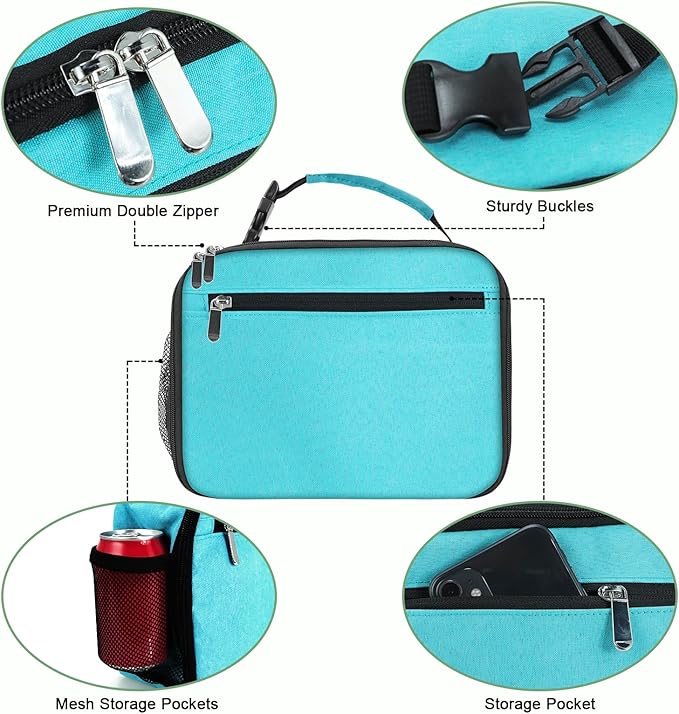 Kids Lunch Box for Boys Girls Lunch Bag Insulated Durable Lunchbox Children Lunch Tote Bag for School Light Blue