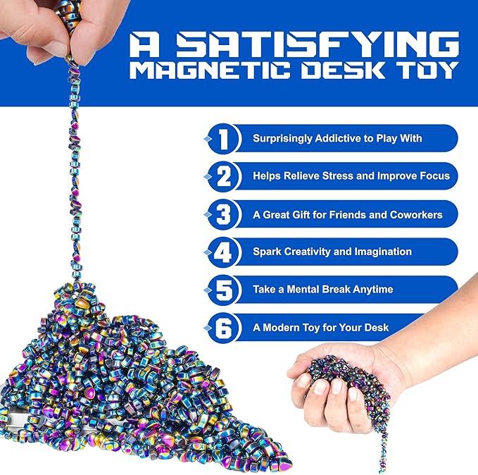 Fidget Toys, 1100 PCS Magnetic Putty Sensory Toys for Stress Relief, Anxiety, Autism & ADHD, Colorful DIY Desk Fidget Toys for Teens & Adults, Office Toys Gifts for Men & Women