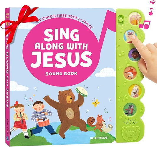 Sing Along with Jesus Christian Sound Books for Kids - 6 Bible Songs - Christmas, Baptism, Christening, Dedication Gifts for Boys and Girls - Religious Toys, Music Books for Toddlers 1-3