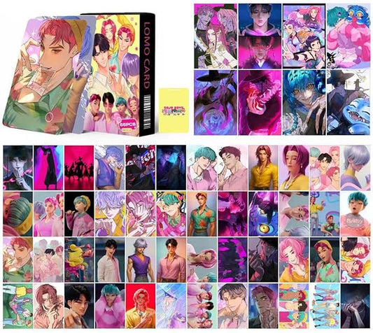 RTTUIOP 55 Pcs Korean Idol Demon Movie Hunters Cards Games Toys Collect Gifts Anime Style Cartoon Flash Card Party Favors Photocards Kpop Photocards Lomo Cards Set Waterproof Card