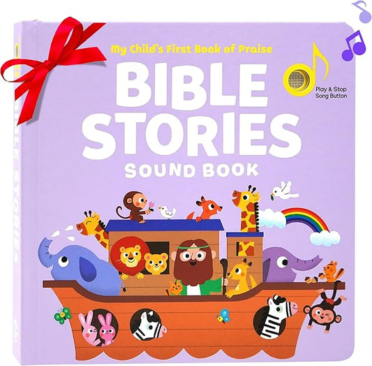 Bible Stories Christian Sound Books for Kids - 6 Bible Songs - Christmas, Baptism, Christening, Dedication Gifts for Boys and Girls - Religious Toys, Music Books for Toddlers 1-3