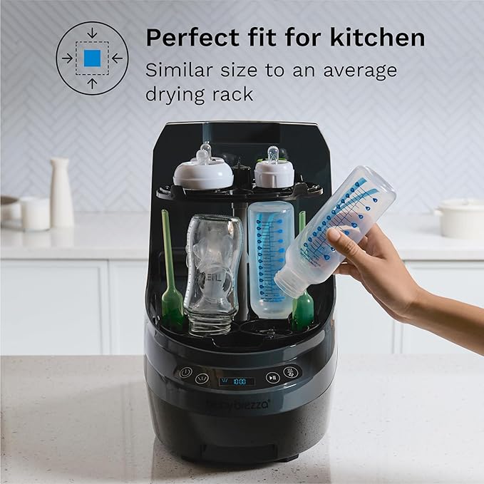 Baby Brezza Bottle Washer Pro - Baby Bottle Washer, Sterilizer + Dryer - All in One Machine Cleans Baby Essentials, Bottles + Pump Parts – Appliance Replaces Bottle Brushes & Drying Racks, Charcoal
