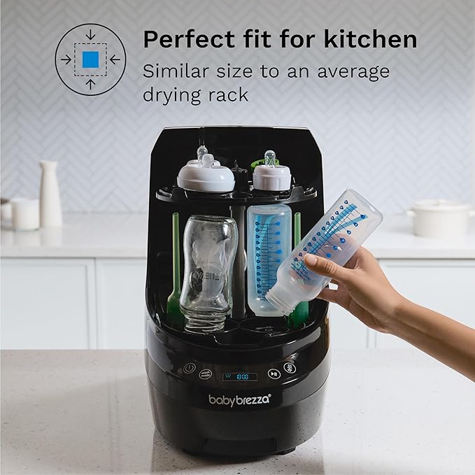 Baby Brezza Bottle Washer Pro - Baby Bottle Washer, Sterilizer + Dryer - All in One Machine Cleans Baby Essentials like Bottles + Pump Parts – Appliance to Replace Bottle Brushes & Drying Racks, Black